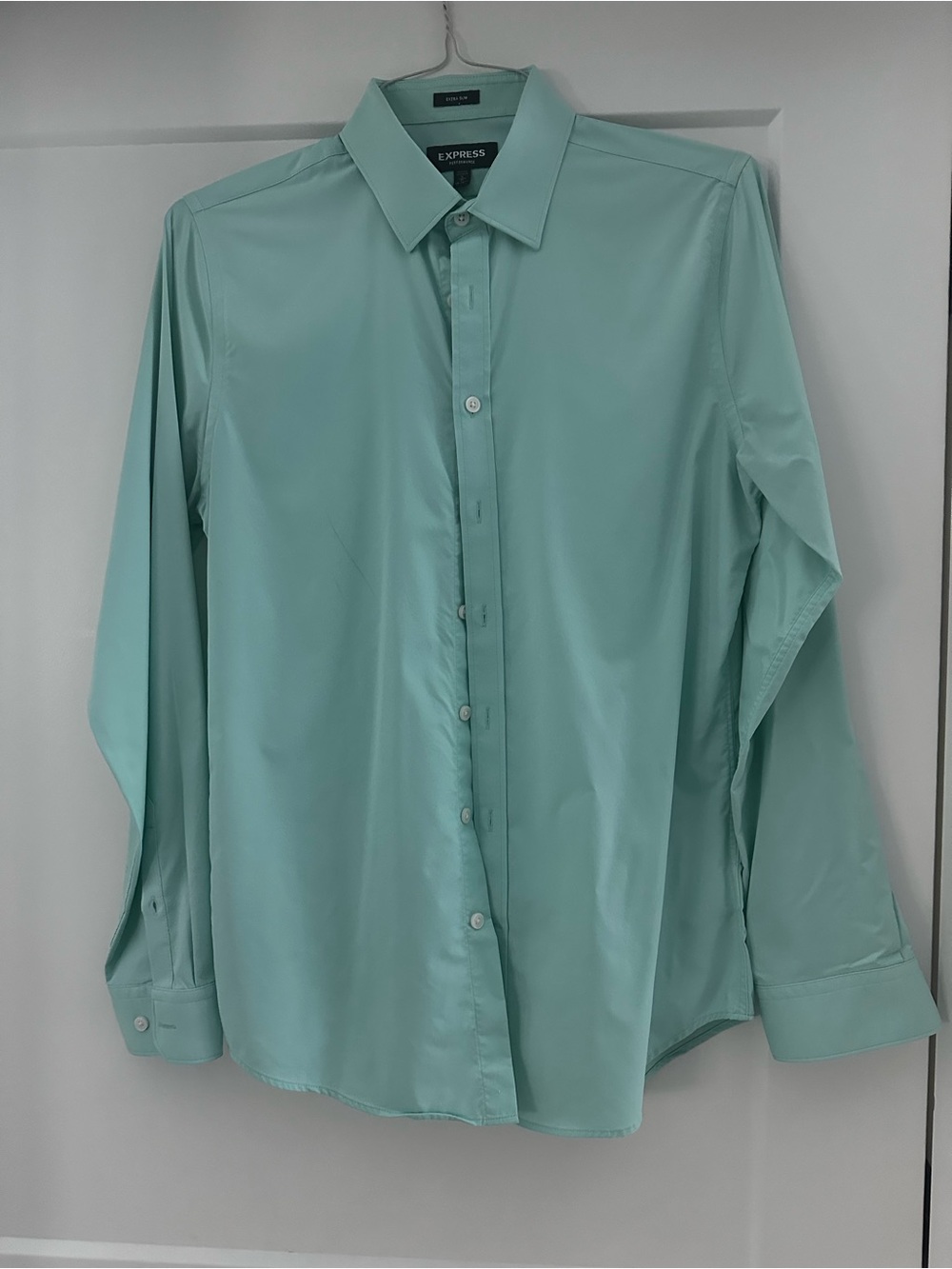Express Men's Light Mint Green Dress Shirt